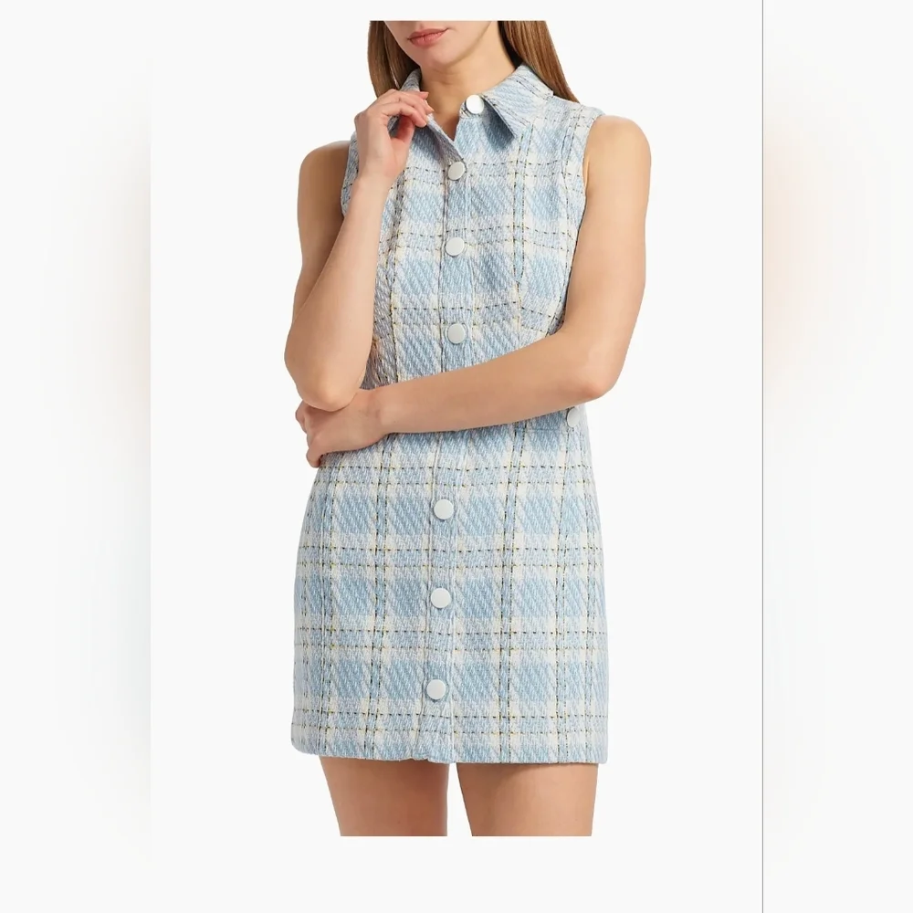 💙🔹️Toccin 🔹️sophia Plaid Tweed Button Front Mini  Dress - Picture 8 of 8